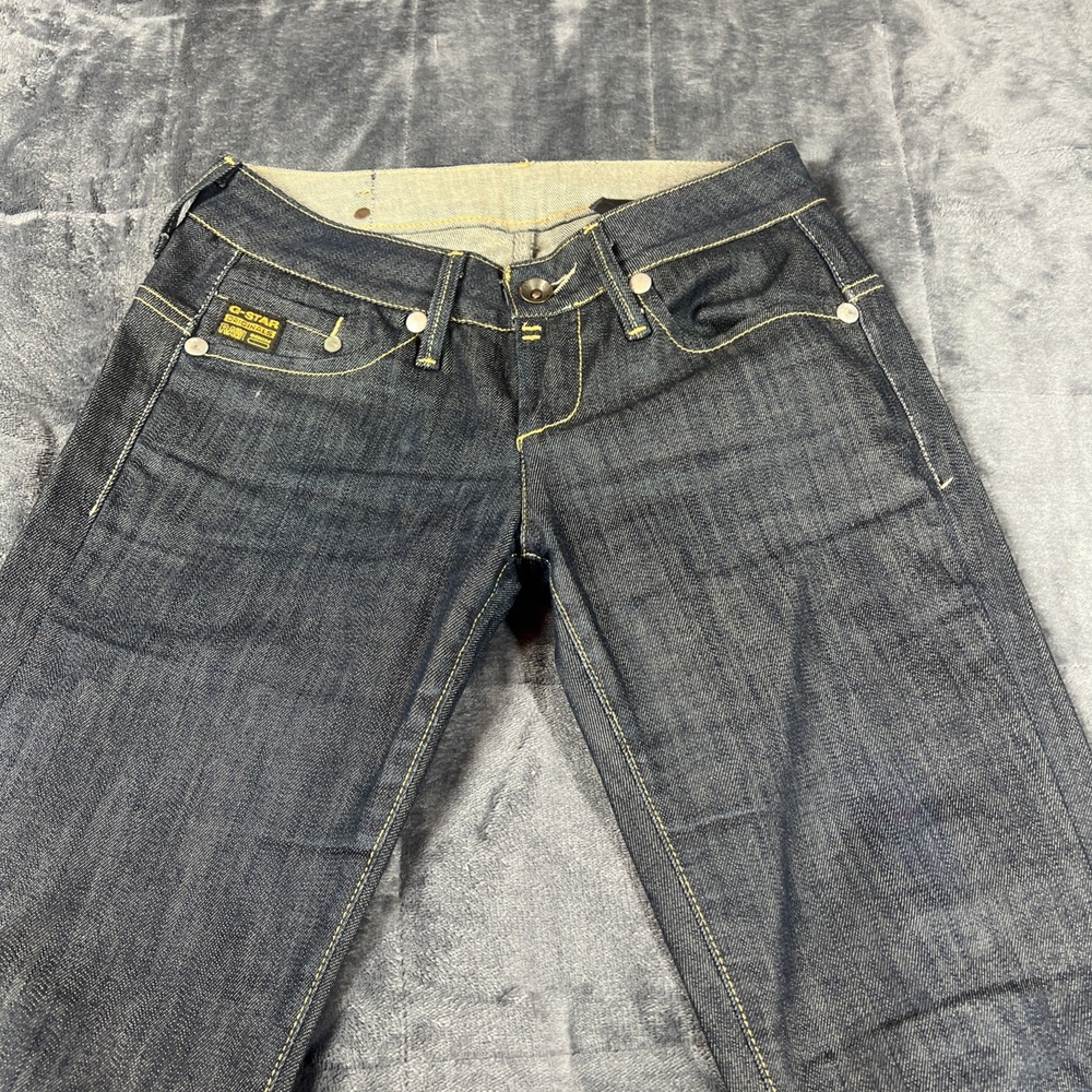 G-Star Midge Skinny Jeans Womens Size 27X32 Dark Blue Distressed Back Strap - Picture 2 of 8